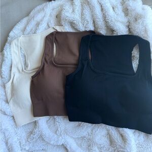 Brand New Women's 3 Piece Ribbed Crop Tank Tops